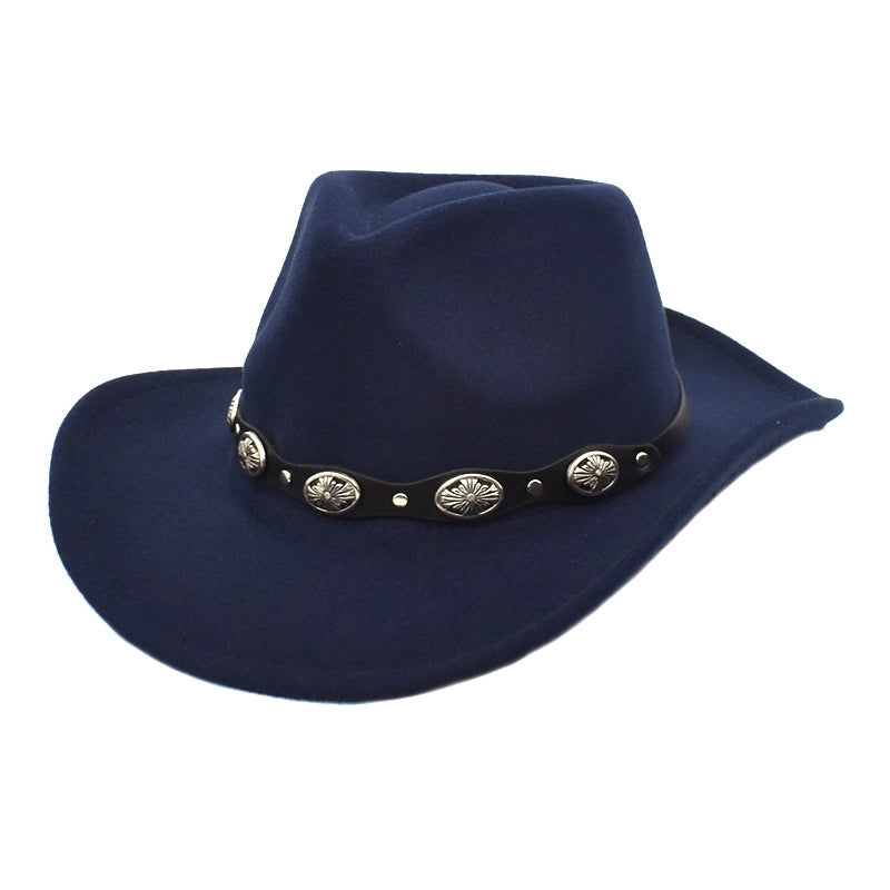 Unisex Cowboy Style Solid Color Flat Eaves Fedora Hat