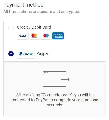 Payment method step 1