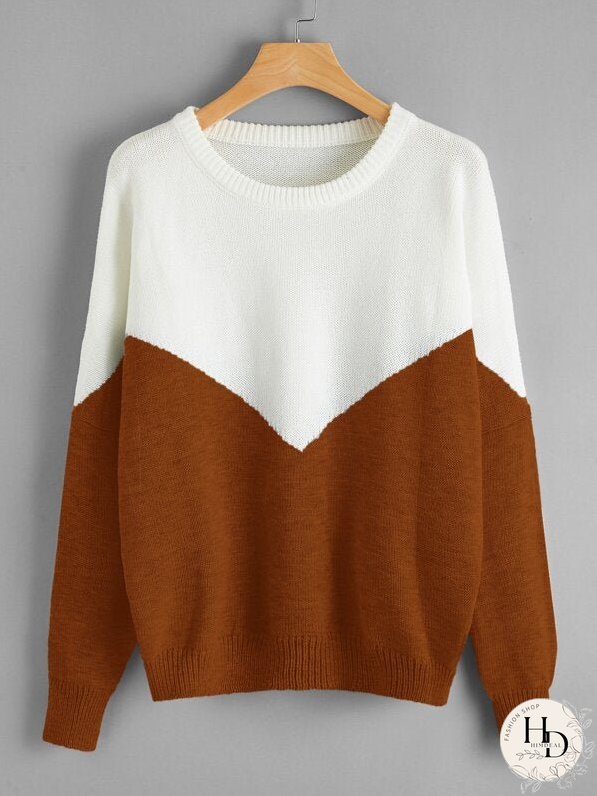 Color Block Drop Shoulder Sweater