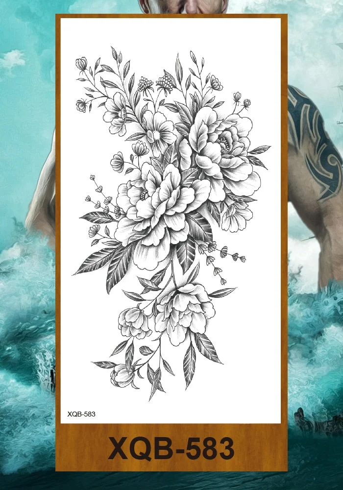 Temporary Tattoo Sticker Women Girl Arm Buttocks Chest Fake Tatoo Flowers Chain Body Makeup Waterproof Lily Butterfly Tattos
