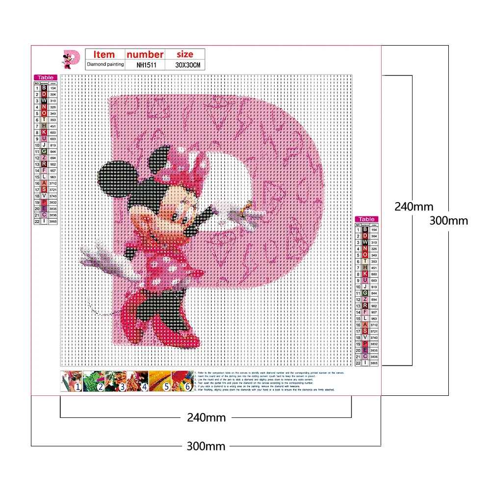 Full Round Diamond Painting 30*30cm - Letter P With Mickey Mouse