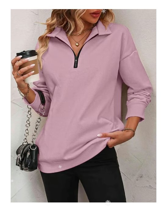 🎁Womens Zip-Up Dropped Shoulder Sweatshirt⏰Promotion 49% OFF Limited Time🛒