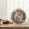 Wreath Cat-DIY Embroidery Kit with Pattern Cotton Threads Needles Hoop 30*30cm