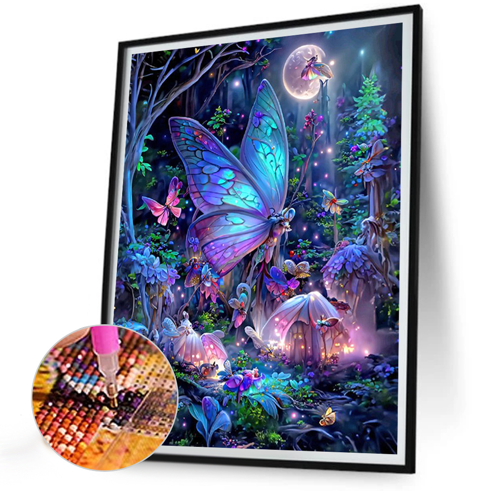 Luminous Butterfly 30*40cm(canvas) full round drill diamond painting