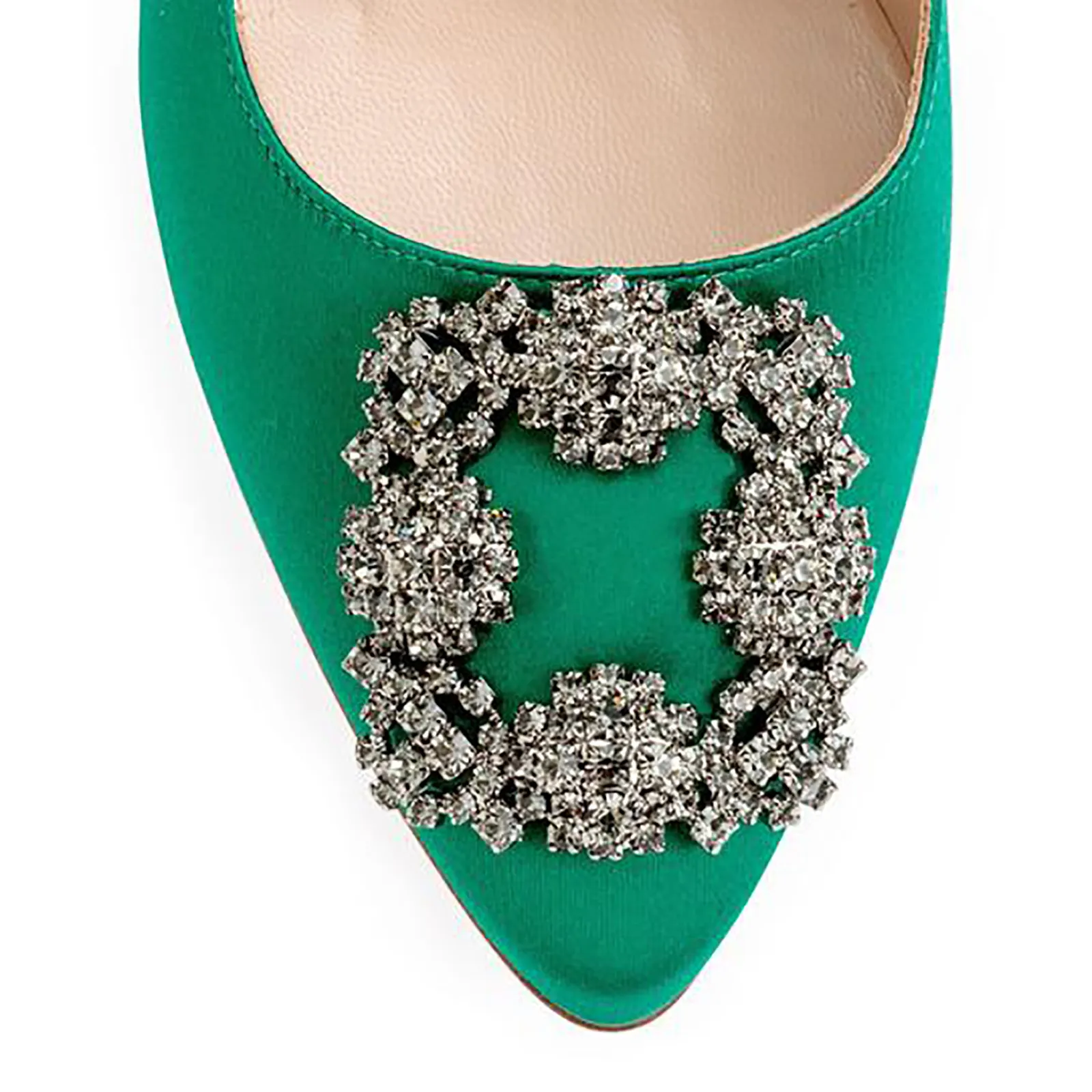 75mm Women's Slik Shoes Diamond Party Wedding Green Pumps-vocosishoes