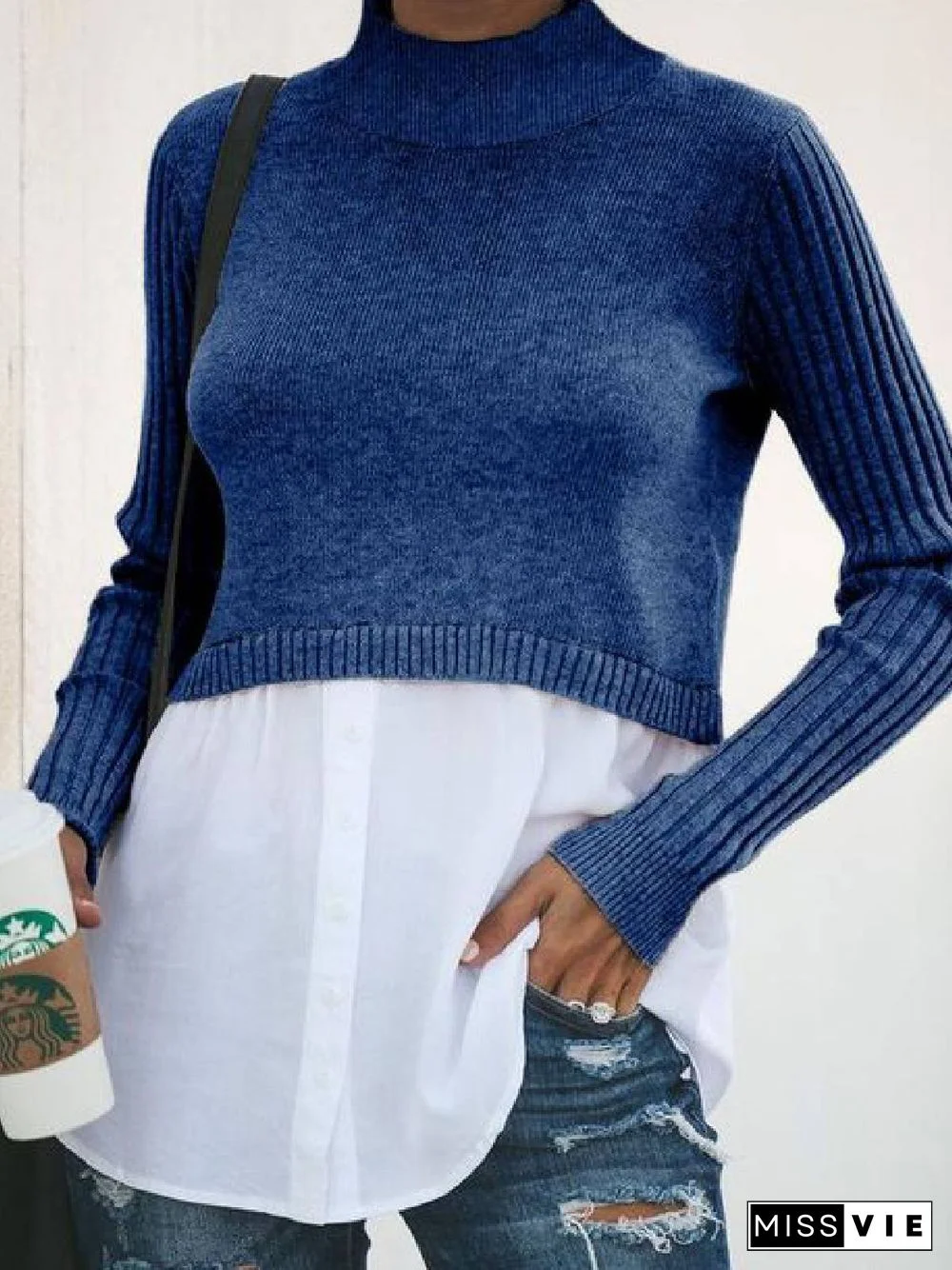 Solid Casual Knitted Round Neck Sweater