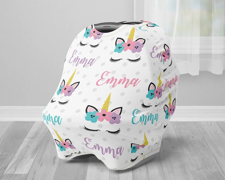 Personalized Unicorn Baby Car Seat Canopy| Canopyl105