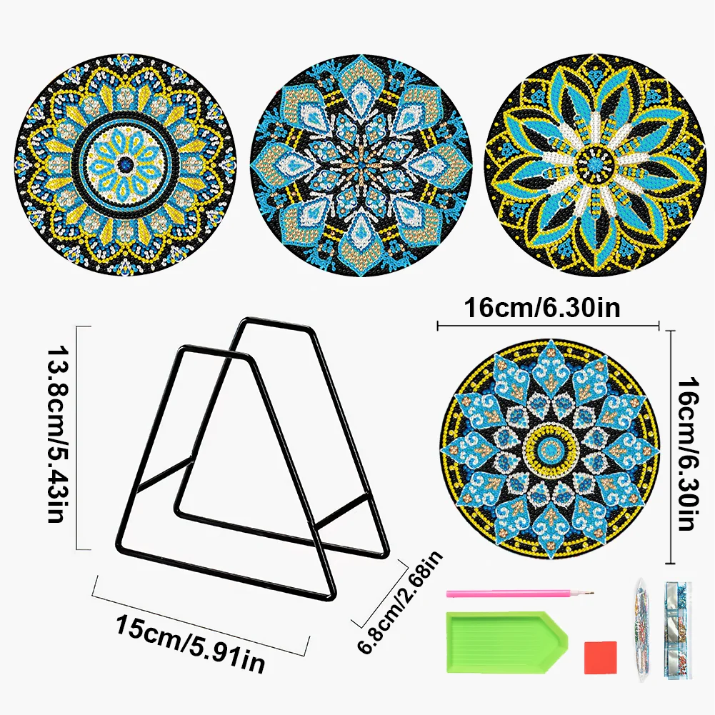 4pcs DIY Gnome Acrylic Diamond Painted Placemats for Dining Table Decor(16*16cm)