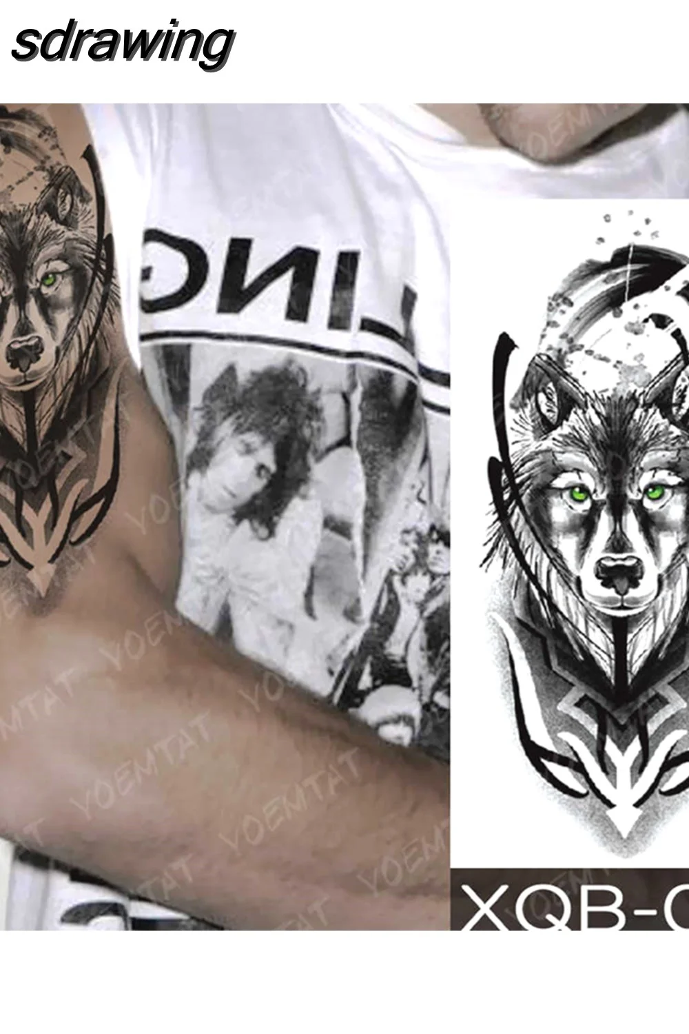 sdrawing Temporary Tattoo Sticker Geometric Tiger Wolf Death Flash Tattoos Leopard Totem Body Art Arm Fake Tatoo Women Men