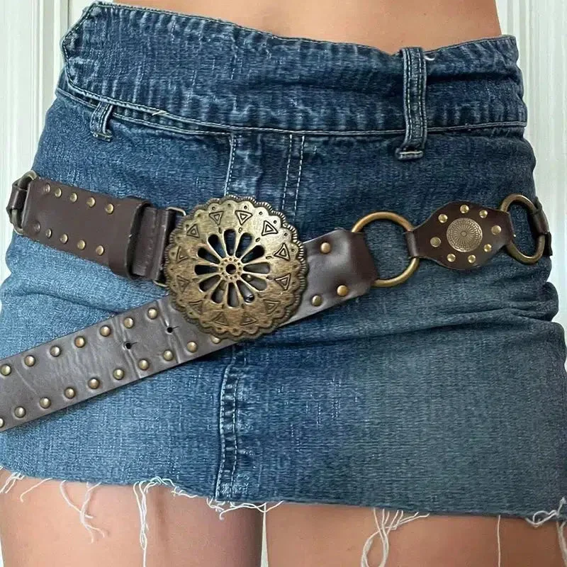 Brownm Ethnic Designed Buckle Belt