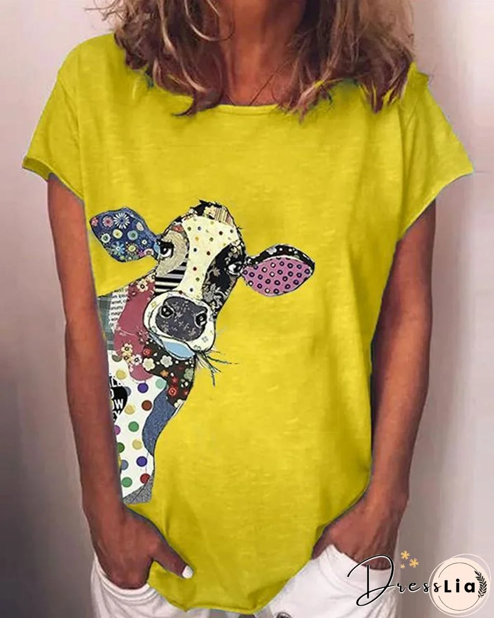 Plus Size Animal Crew Neck Vintage Shirts