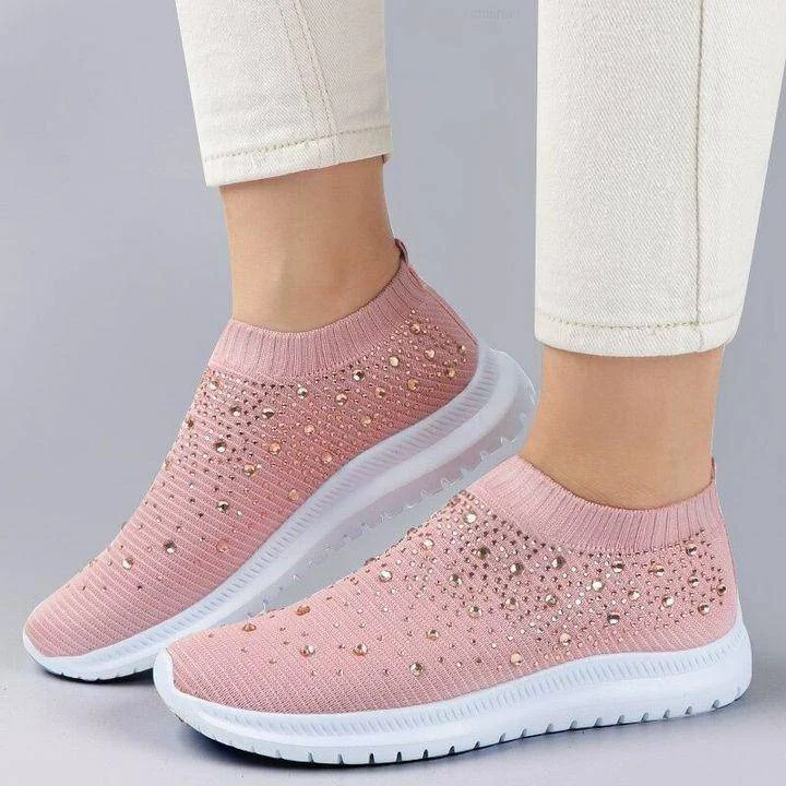  Women's Crystal Breathable Slip-On Walking Shoes