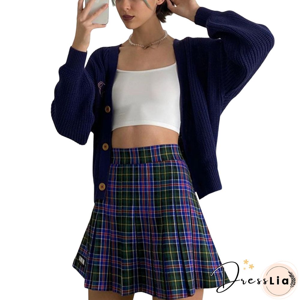 New Sweater Autumn White Knitted Cardigan Cute Bear Pattern Coat Sweater Female Clothes V Neck Button Tops