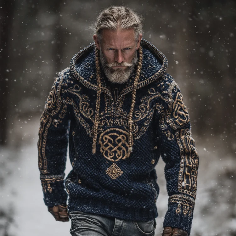 Viking Style Gold Celtic Knot Hooded Sweater
