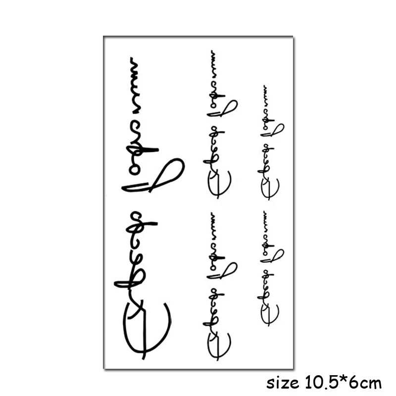 Temporary Tattoo Stickers Sexy Cross English Alphabet Line Fake Tatto Waterproof Tatoo Hand Leg Belly Small Size for Women Men