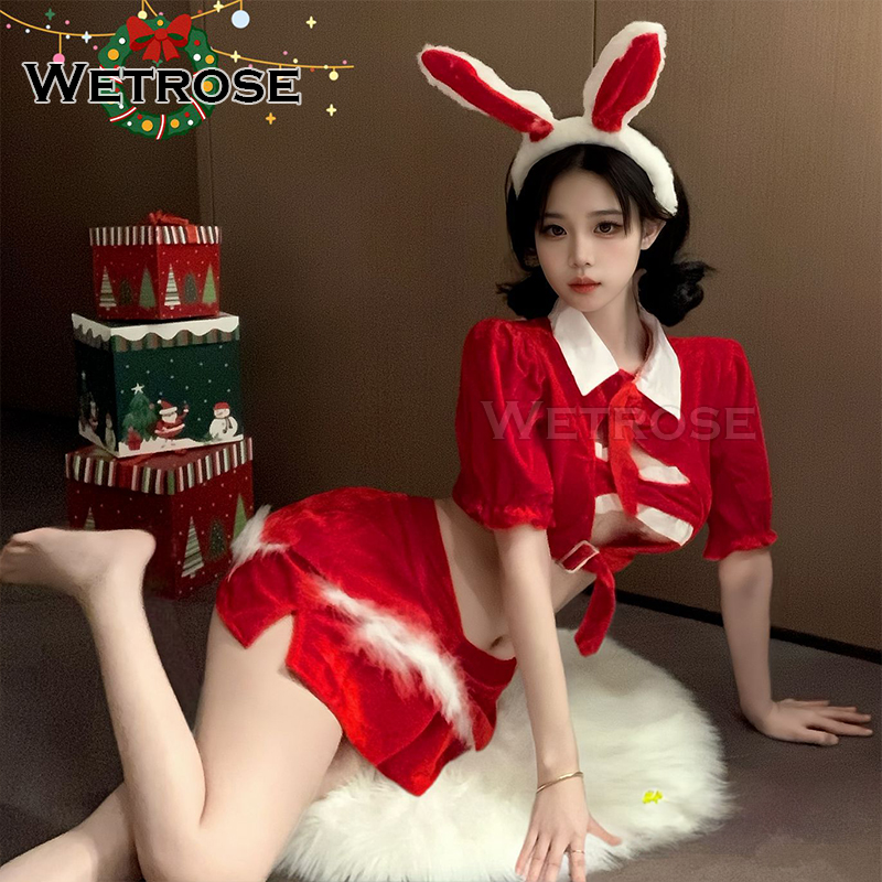 [Wetrose] In Stock Sexy Bunny Girl Red Suit Teacher College Office Lady Uniform Lingerie Cosplay