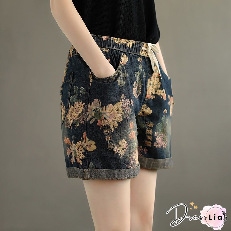 Summer Retro Leaves Casual Shorts