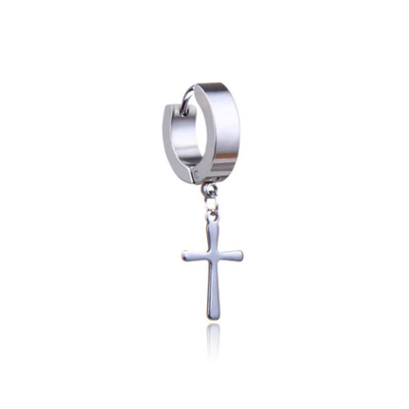 Fashion titanium steel punk cross earrings