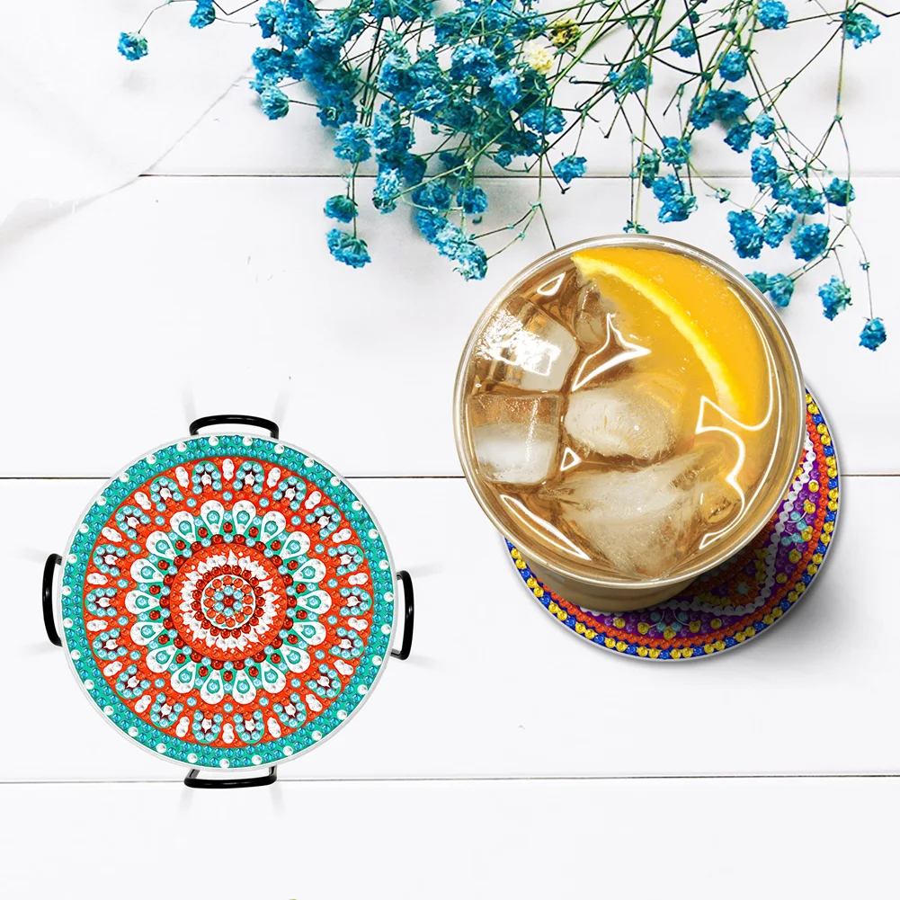 DIY Acrylic Diamond Coaster Set Cartoon Style (6 Piece Set 1 Rack)