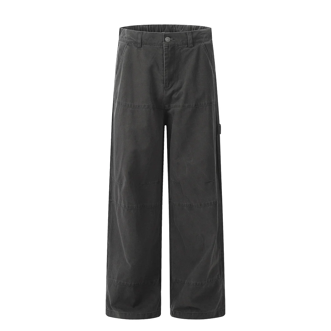 Zingj Zingj Gray Overalls Jeans Female Autumn New Style Wash Do Old Hottie Loose Wide Leg Casual Pants
