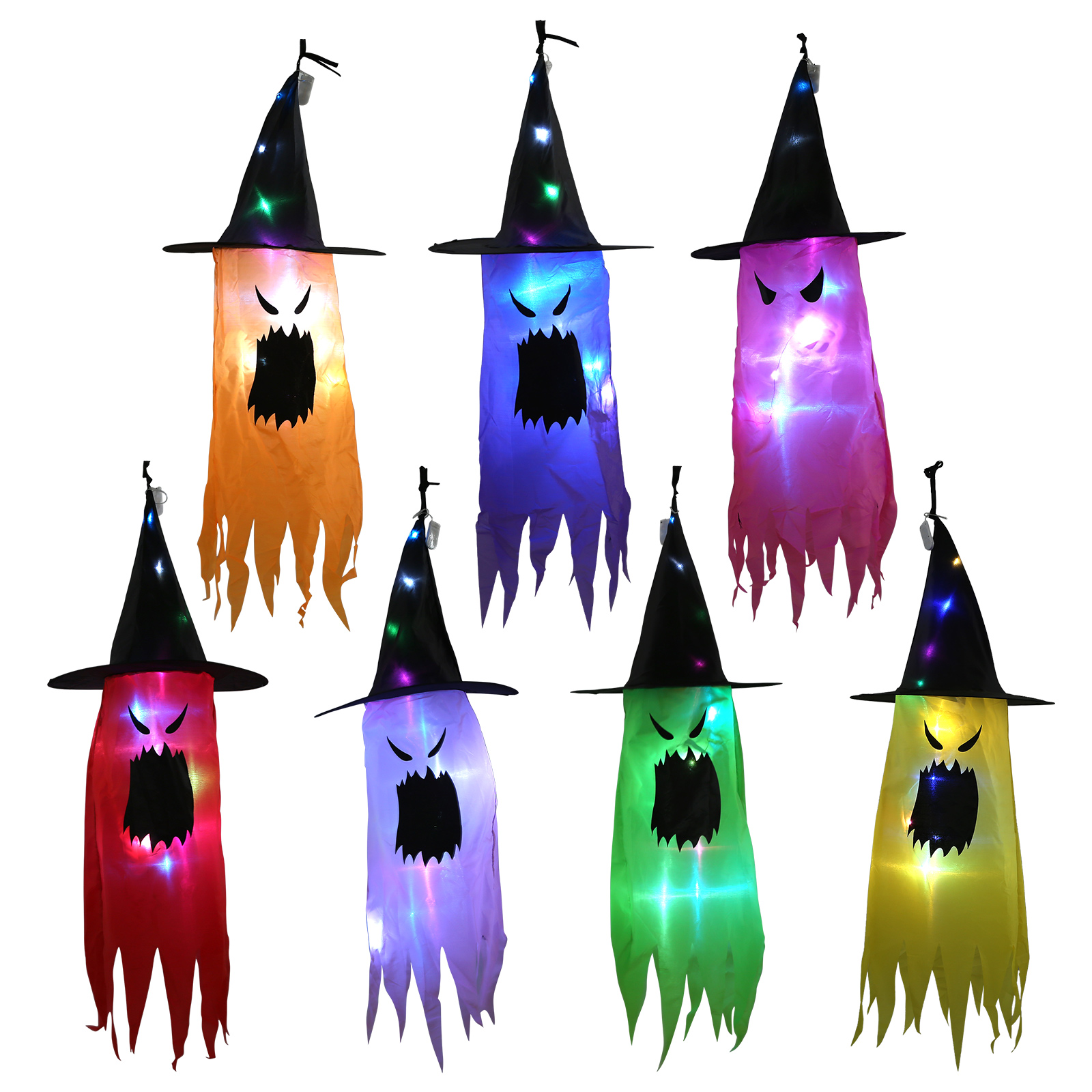 

Halloween Witch Hat Hanging Lighted Glowing Ghost Hat for Outdoor Yard Tree, Red, 501 Original