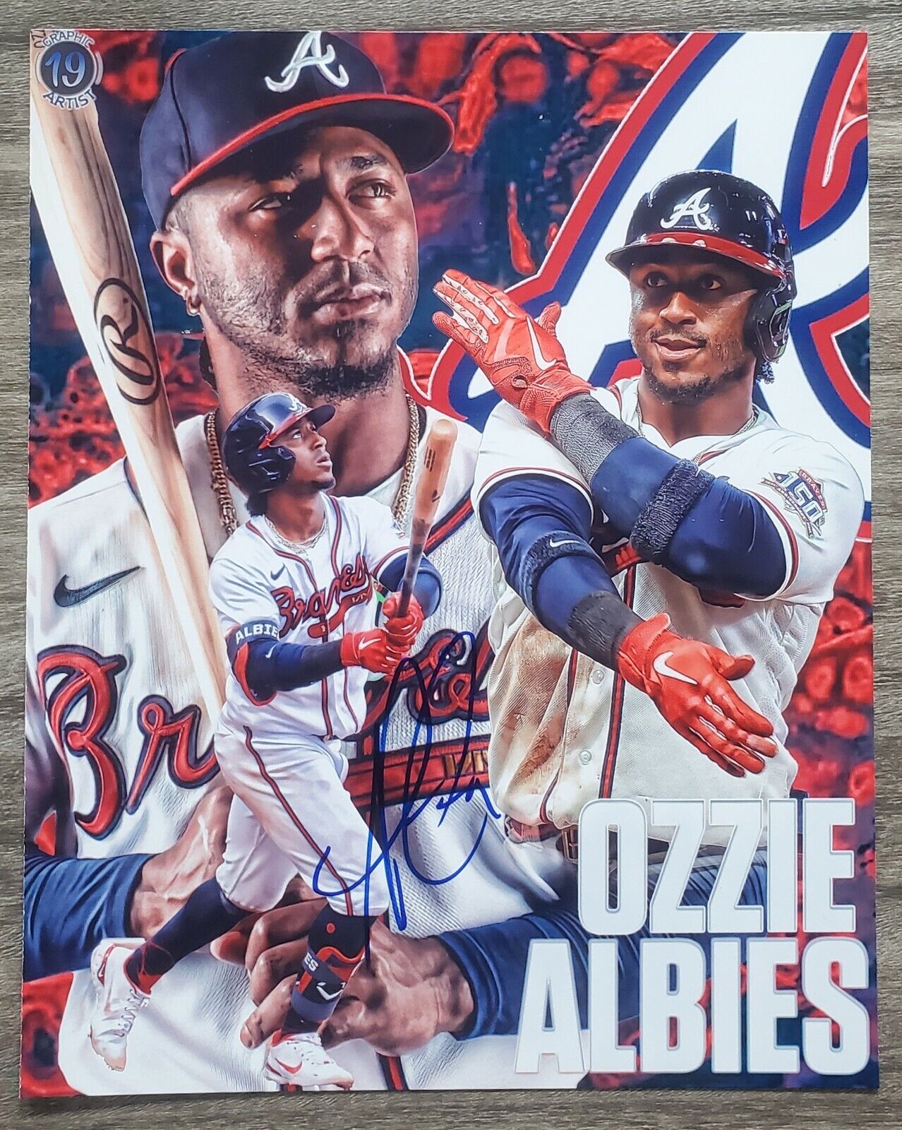 Ozzie Albies Signed 8x10 Photo Poster painting Atlanta Braves MLB 2021 World Series Champ RAD