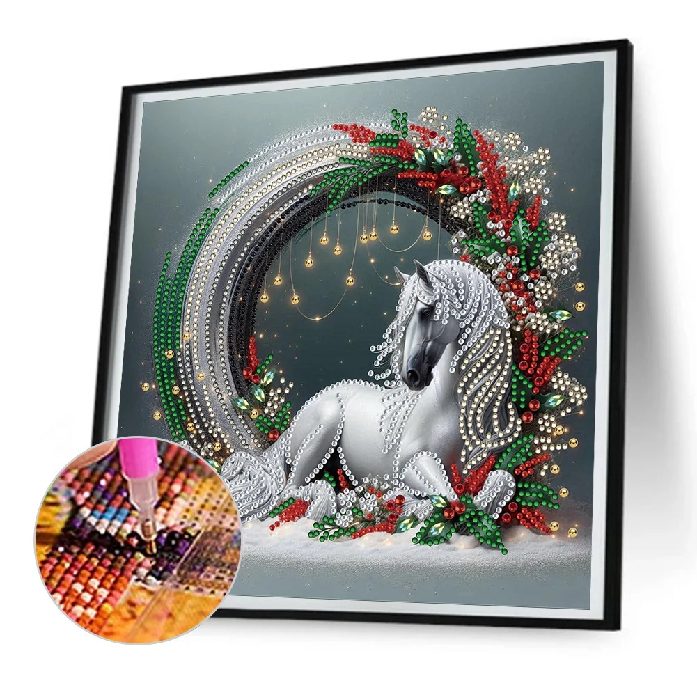 Diamond Painting - Partial Special Shaped Drill - Flower Horse(Canvas|30*30cm)