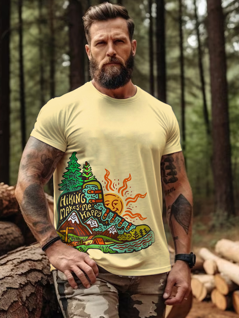 Peace Handshake Print Short Sleeve T-Shirt