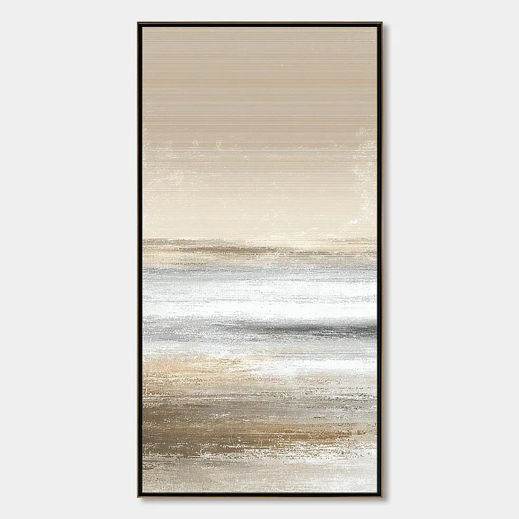 SANDSTONE SERENITY: Minimalist Textured Abstract Seascape Painting（Canvas painting）
