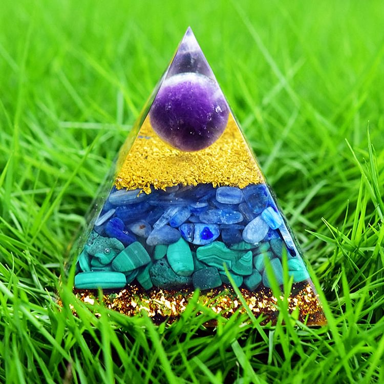 Amethyst Malachite Lapis Lazuli Orgone Pyramid