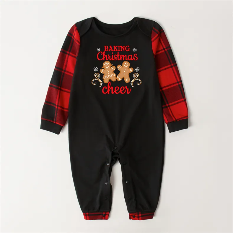 Family Matching Letter And Cute Gingerbread Man Print Christmas Pajamas Sets (with Pet Dog Clothes)