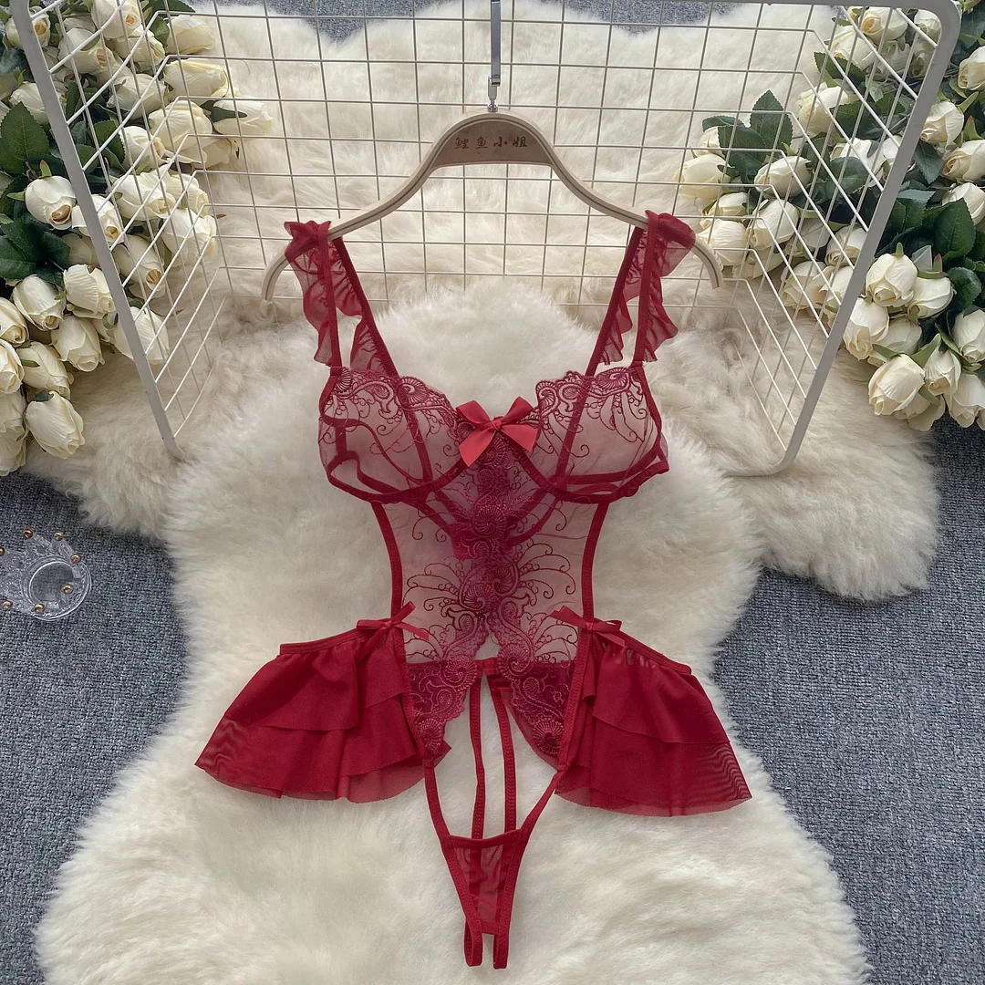 Toloer Sheer Lace Design Bodysuit Lingerie-Outfit Ideas