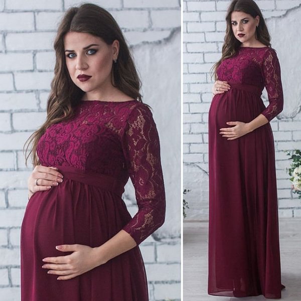 Lace Prom Gown Maternity Maxi Dress Wedding Party Dress Photography Prop Clothes - Life is Beautiful for You - SheChoic