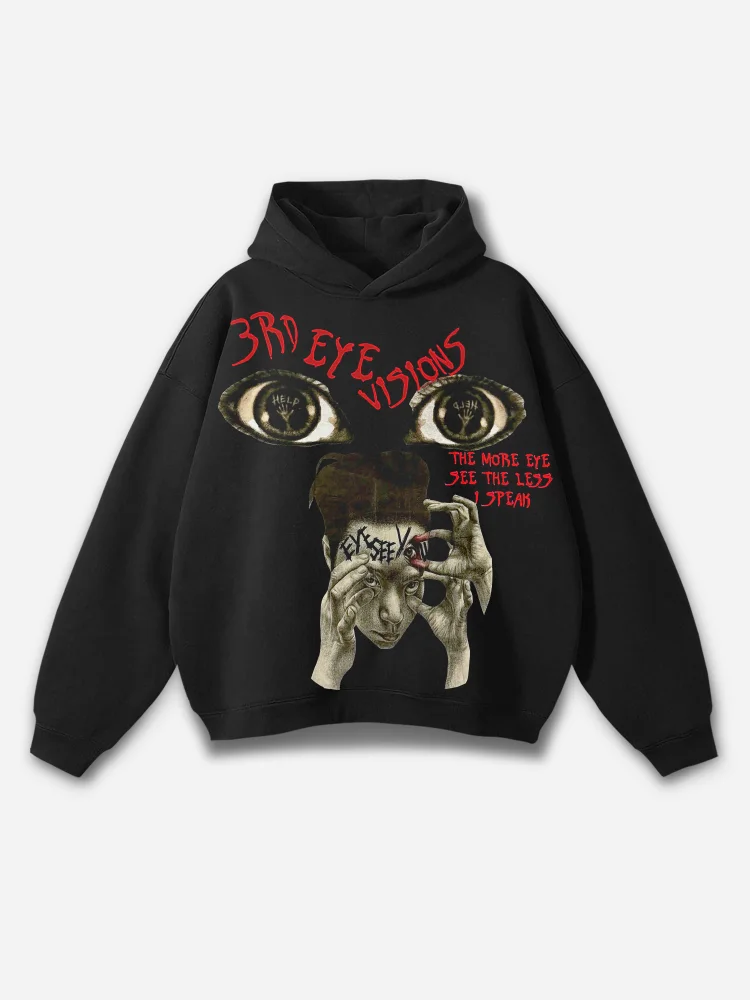 Peeping Eyes Portraits Pocketless Hoodie