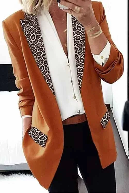 Leopard Collar Pocket Leisure Suit