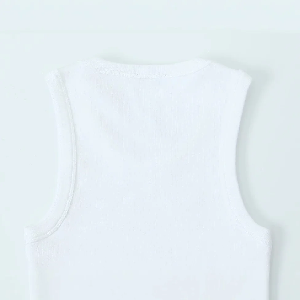 Nigikala Nigikala New Stretch Ribs Simple Sleeveless Collar Top