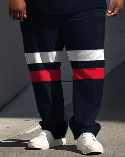 Street Simple Striped Contrast Print Large Men's Suit