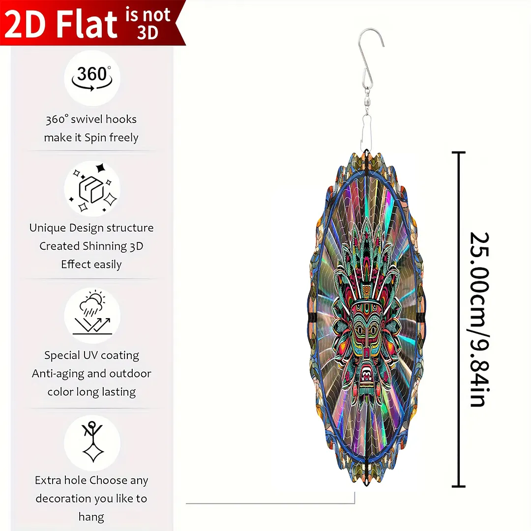Mandalas Hanging Wind Spinner 360 Degree Rotating 3D Garden Wind Spinners 10-Inch Hanging Wind Catcher Art Gift for Home Garden Halloween Christmas (04)