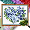 Cross Stitch Partial Embroidery Beads Printed 9CT Rose(39x33cm)