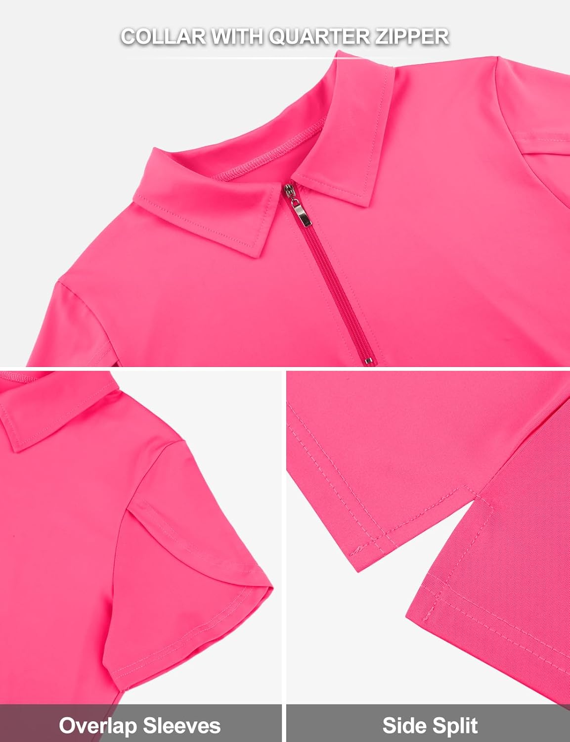 Womens Golf Polo Shirts 1/4 Zip Up Overlap Short Sleeve Quick Dry Workout Tops
