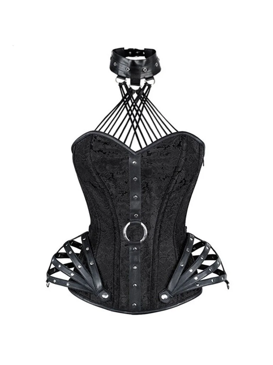 Gothic Costume Sexy Halter Steel Boned Zip Corsets