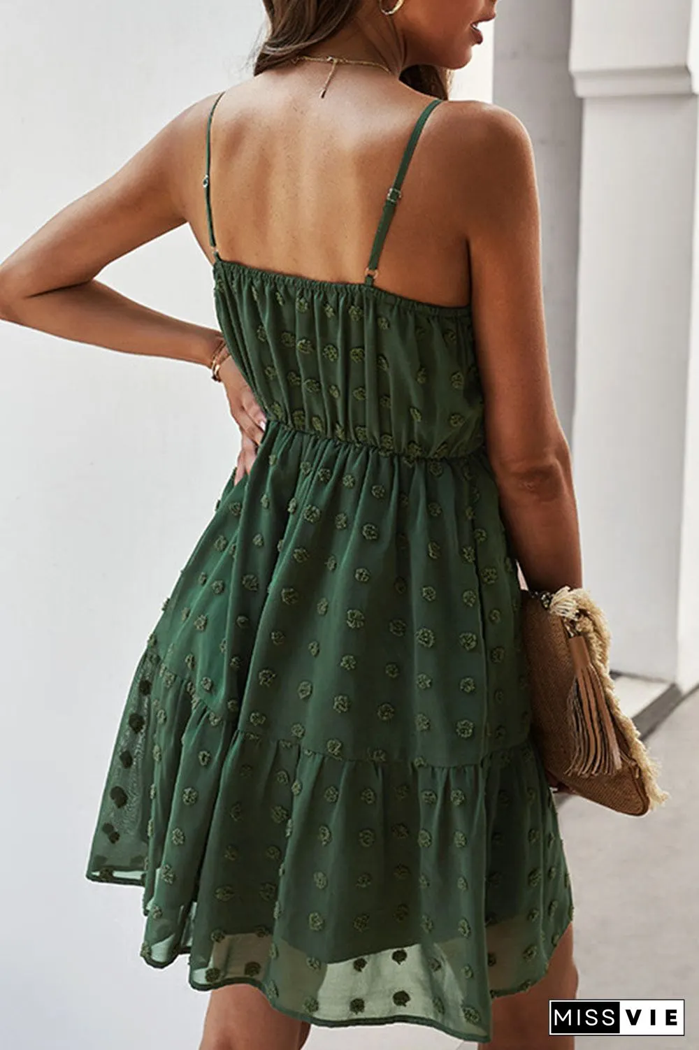 Fashion Street Solid V Neck A Line Mini Dresses(4 Colors)