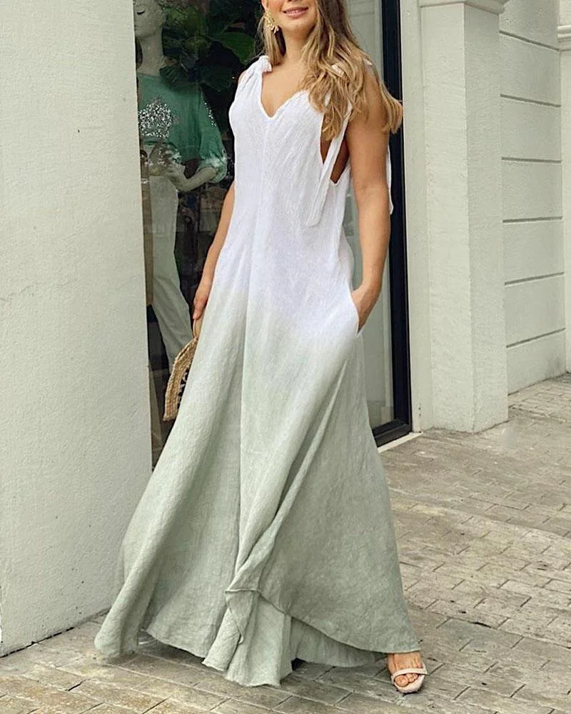 Casual V-Neck Sleeveless Gradient Jumpsuit