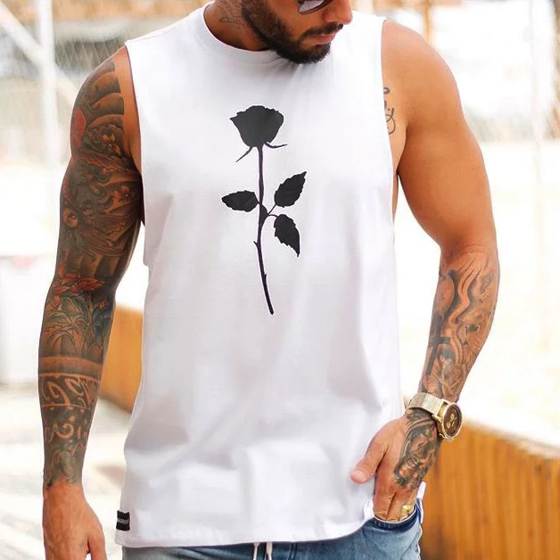 Casual rose print vest / [viawink] /