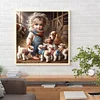 Vie d’animaux de compagnie fille-plein diamant rond peinture-30 * 30cm