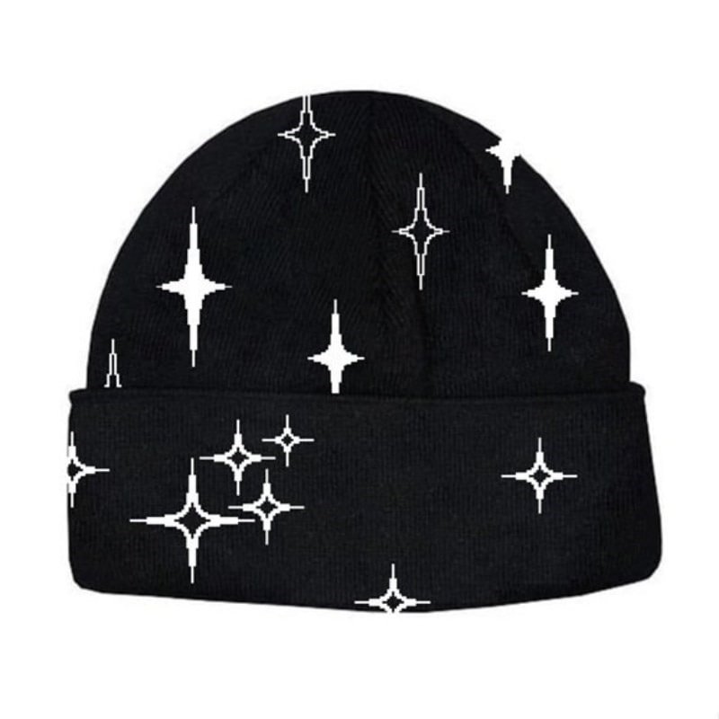 Star Pattern Men's Hip Hop Y2K Knitted Hat Beanies-VESSFUL