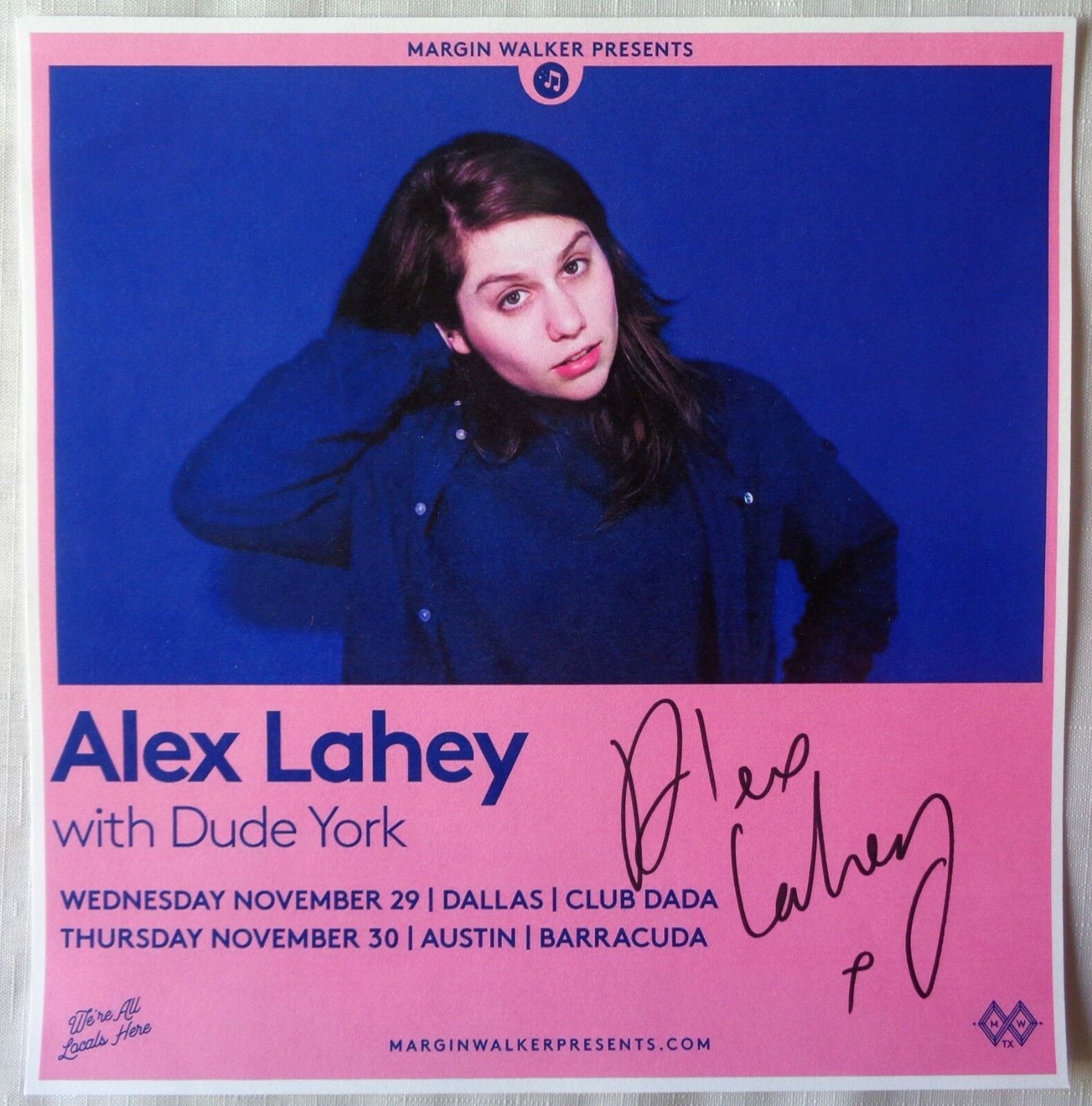 Signed ALEX LAHEY Gig POSTER In-Person w/proof Concert Autograph