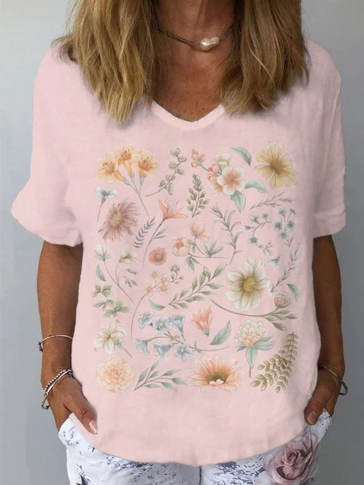 Pastel Botanical Art Short Sleeve T Shirt