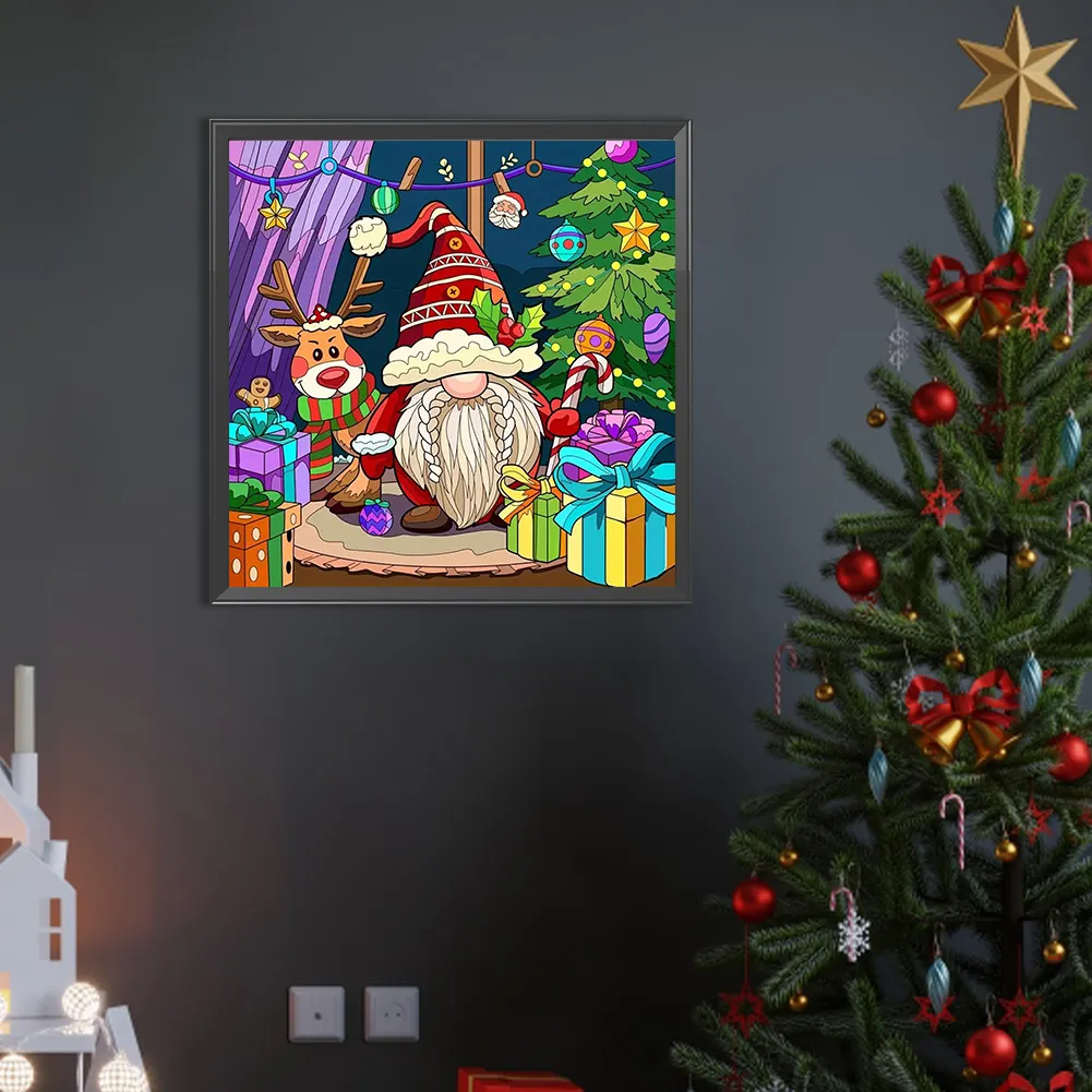 Partial AB Diamond Painting - Full Round Drill - Christmas Gnome(Canvas|45*45cm)