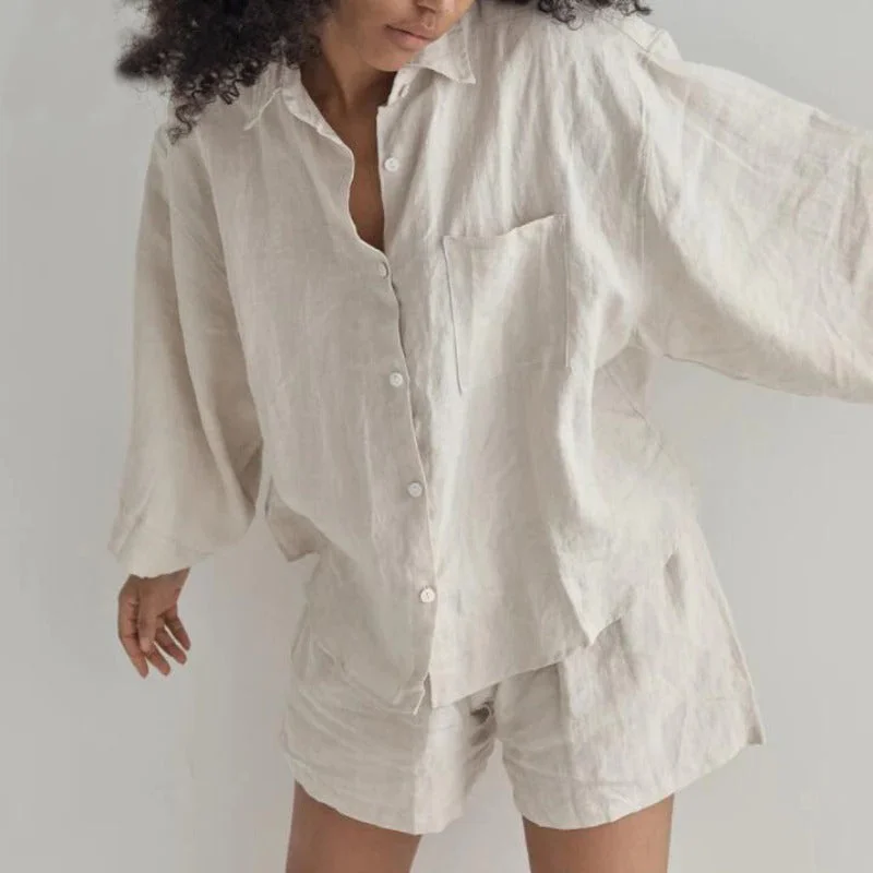 Summer Two Piece Oversized Shirt and Short Set